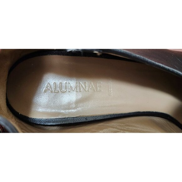 ALUMNAE Italy Black Leather V-Cut Heels 40 Made Italy Minimalist Sculpted Pumps - Picture 15 of 16